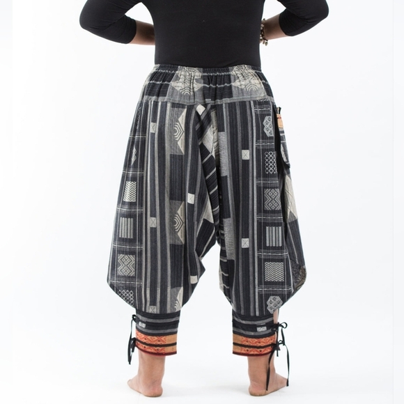 Plus Size Thai Hill Tribe Fabric Harem Pants with Straps - Picture 3 of 4